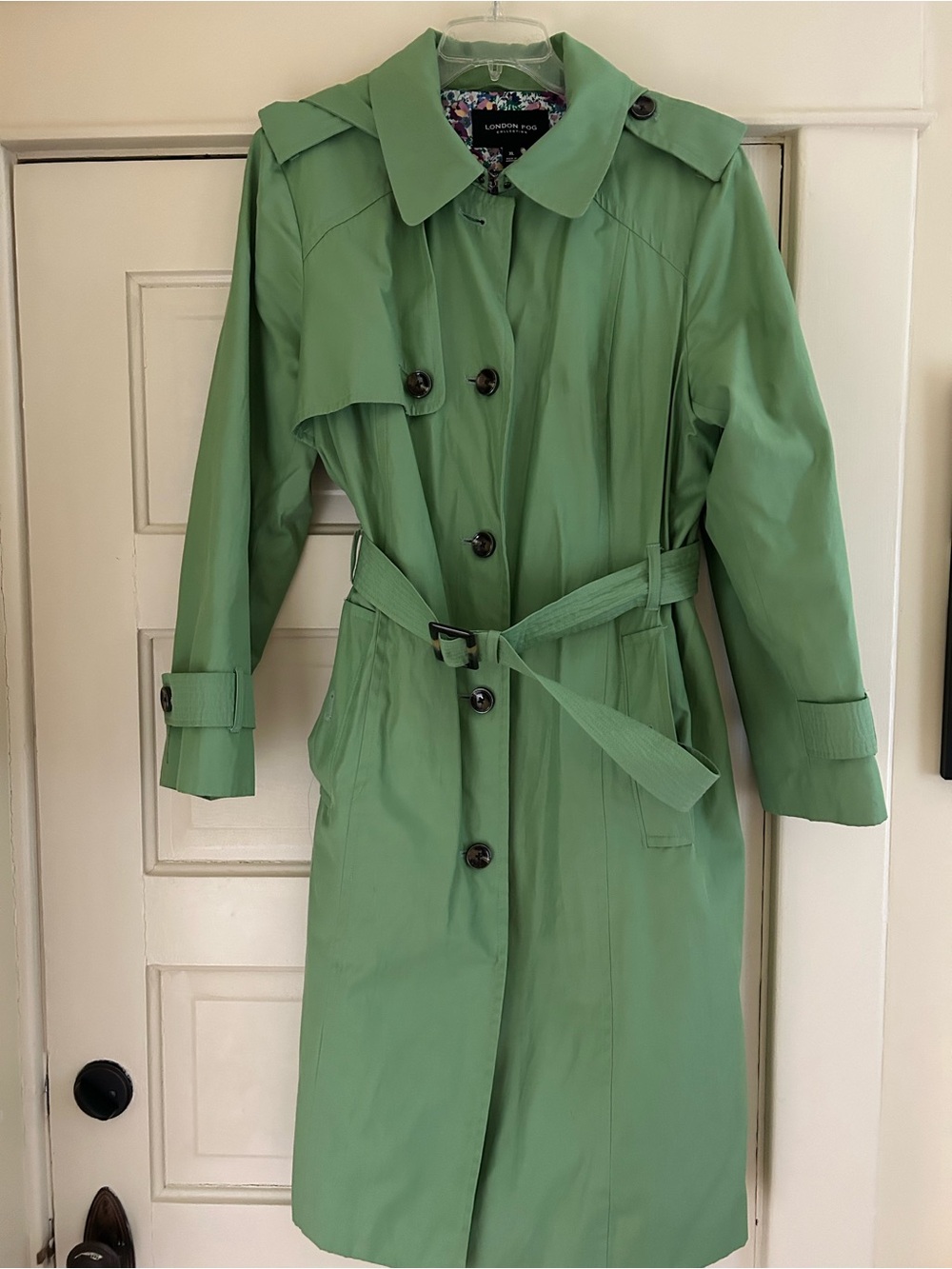 London Fog Light Green Belted Trench Coat
